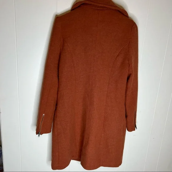 ICHI Coat Jacket Rust Pumpkin color Sz 38 Zíper Wool - Picture 2 of 9